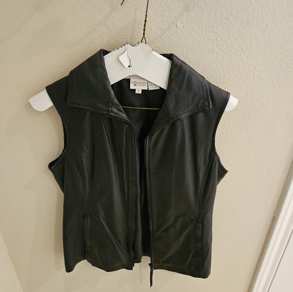 Leather Black Vest size Medium